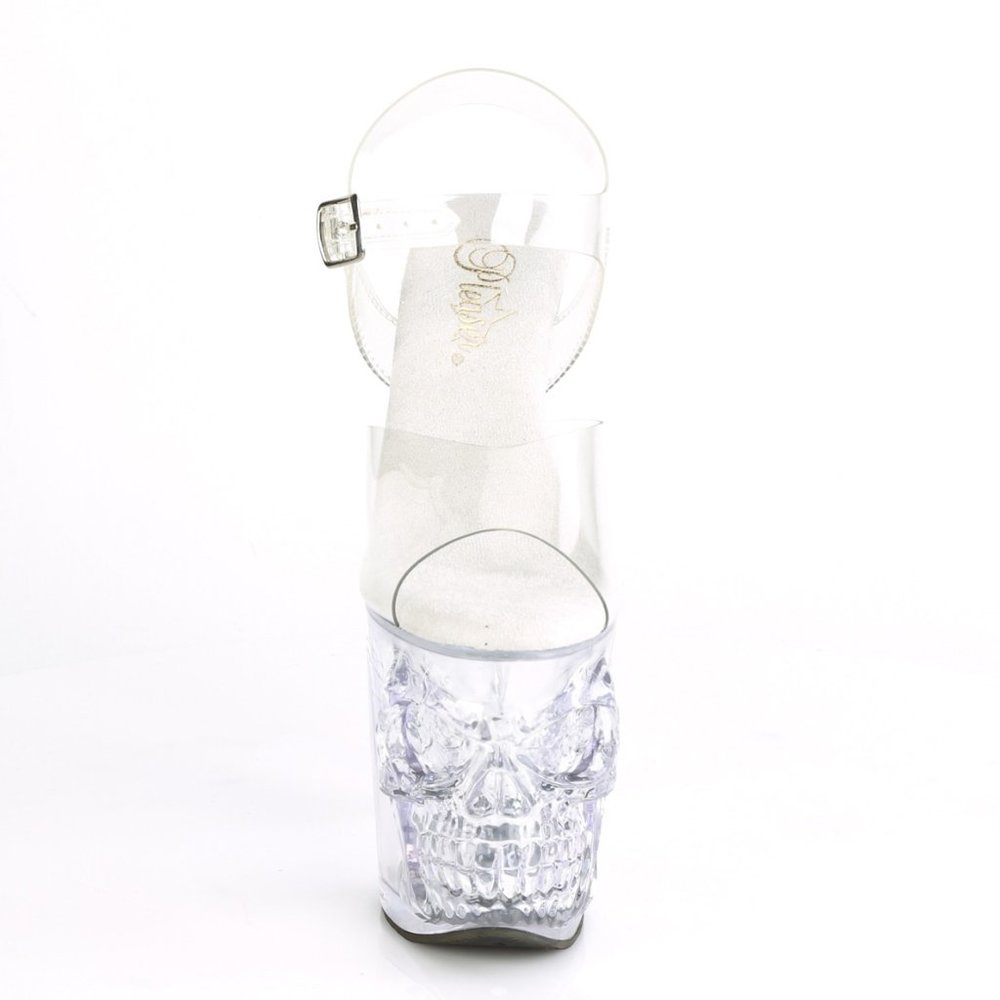 Pleaser Rapture 808 Clear Skull Platform Heels